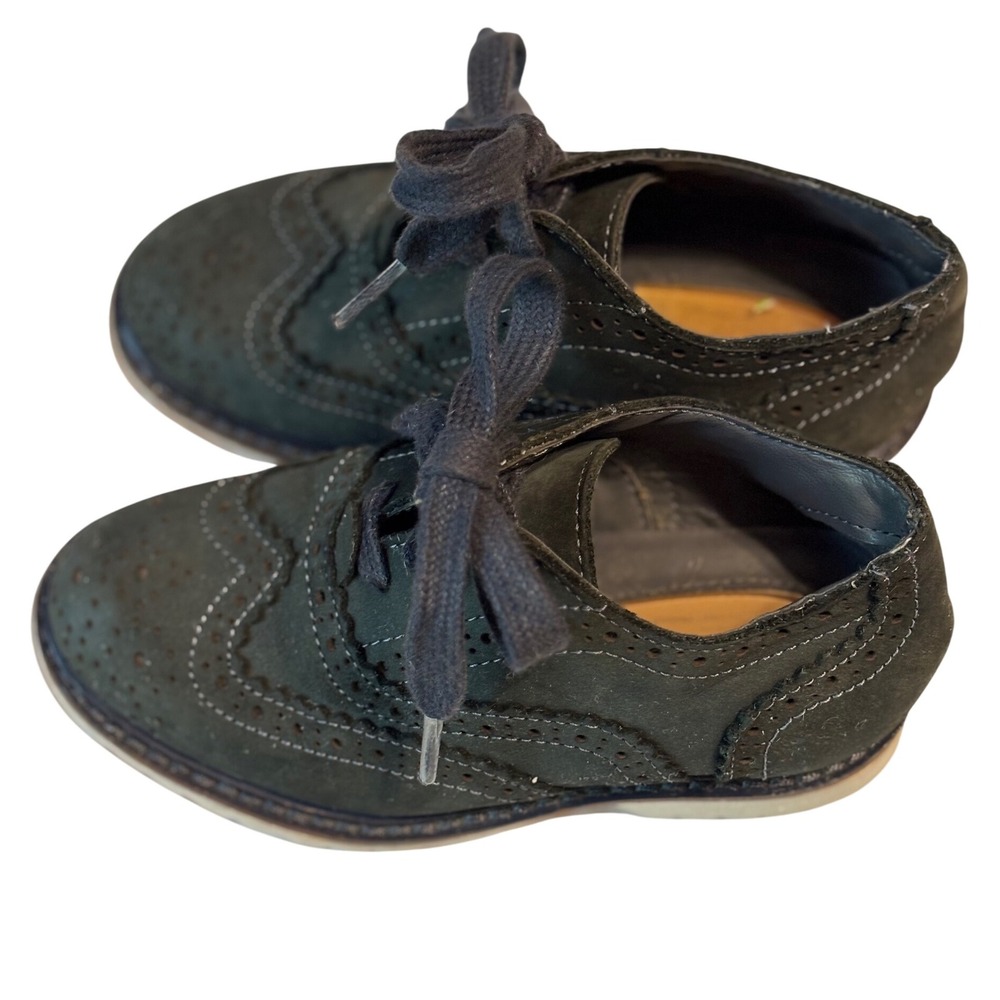 Kenneth Cole Wingtip Brogue Dress Shoes Nubuck Leather Toddler Navy Size 9‎